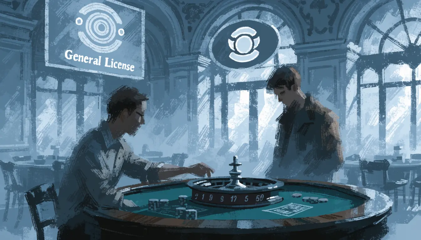 Mesa de ruleta con señales de licencias generales y específicas.